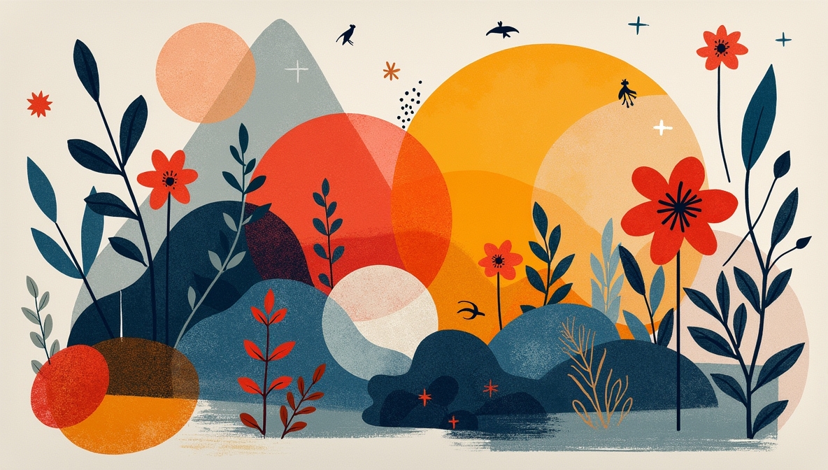 Kreativt kollage med inspirerande element