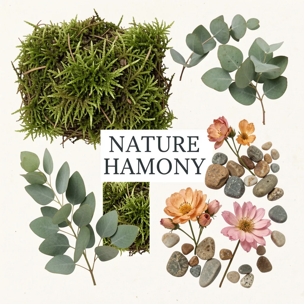 Nature Harmony kollage med naturliga element